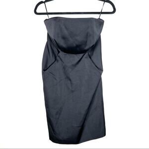 NWT Cameo Black satin play w fire strapless cocktail formal dress medium M B87